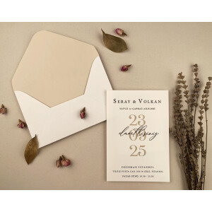 Invitatie De Nunta Eleganta Cu Plic Crem 12263 ELA