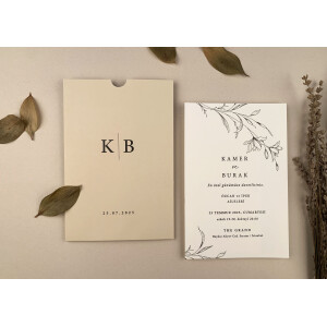 Invitatie De Nunta Florala Cu Plic Crem 12265 ELA