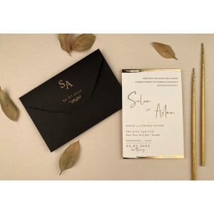 Invitatie De Nunta Eleganta Cu Plic Negru 12267 ELA