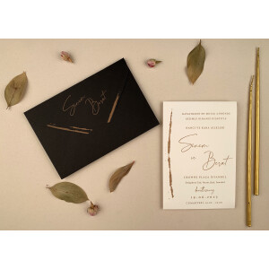 Invitatie De Nunta Eleganta Cu Plic Negru 12268 ELA