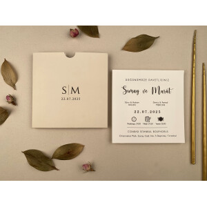 Invitatie De Nunta Eleganta Patrata Cu Plic Crem 12270 ELA
