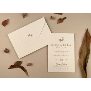 Invitatie De Nunta Eleganta Cu Plic Crem 12274 ELA