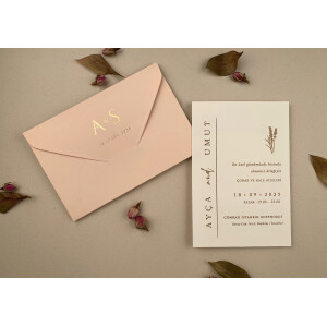 Invitatie De Nunta Eleganta Cu Plic Somon 12287 ELA