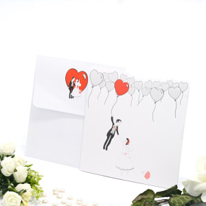 Invitatie de nunta haioasa cu baloane in forma de inimioare 140005 TBZ