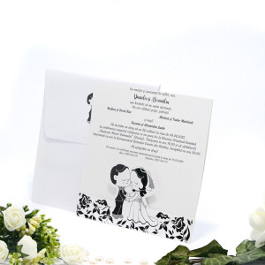Invitatie de nunta haioasa cu miri in alb si negru 140016 TBZ