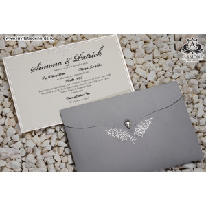 Invitatie argintie cu cristal 19347 ARMONI