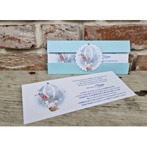Invitatie De Botez Cu Animale Si Balon Cu Aer Cald 607 TH
