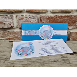 Invitatie De Botez Albastru Cu Elefant 612 TH