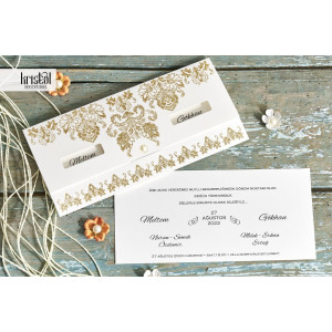Invitatie de nunta florala cu sclipici auriu 70339 KRISTAL