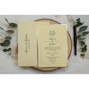 Invitatie De Nunta Clasica Cu Chenar Auriu 9132 EKONOM