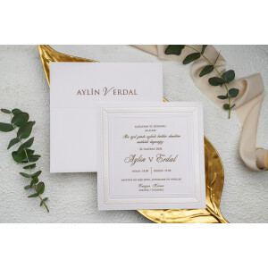 Invitatie De Nunta Eleganta Cu Chenar In Relief 9134 EKONOM