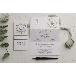 Invitatie de nunta minimalista cu frunze 9209 EKONOM
