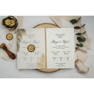Invitatie De Nunta Florala Cu Frunze Palmier 9328 EKONOM