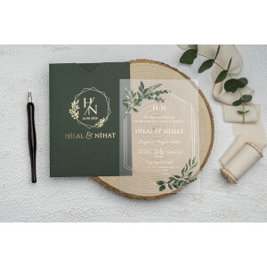 Invitatie De Nunta Din Plastic Florala Cu Plic 9366 EKONOM