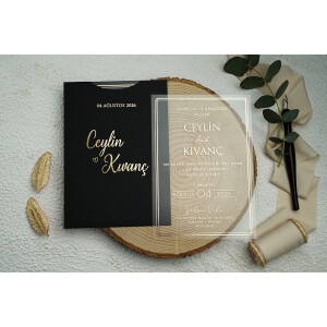 Invitatie De Nunta Din Plastic Cu Chenar Si Plic 9371 EKONOM