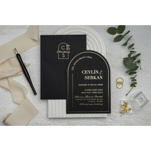Invitatie De Nunta Eleganta Neagra 9373 EKONOM