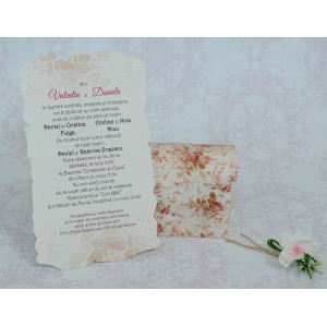Invitatie de nunta florala tip cufar cu papirus 2202 POLEN