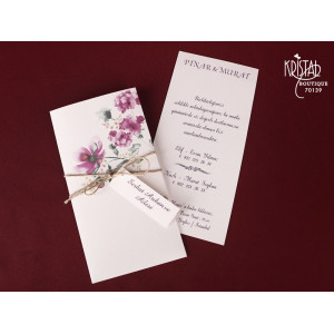 Invitatie de nunta florala cu fundita 70139 KRISTAL