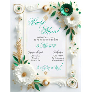 Invitatie De Nunta Digitala Cu Flori 3D 058
