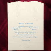 Invitatie de nunta cu miri si rama din flori 124072 TBZ