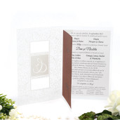 Invitatie de nunta florala maro cu folie plastic 109002 TBZ