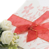 Invitatie de nunta alba si rosie cu fundita rosie 115439 TBZ