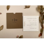 Invitatie De Nunta Florala Patrata Cu Plic Natur 12255 ELA