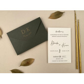 Invitatie De Nunta Eleganta Cu Plic Verde 12258 ELA