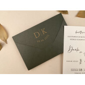 Invitatie De Nunta Eleganta Cu Plic Verde 12258 ELA