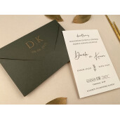 Invitatie De Nunta Eleganta Cu Plic Verde 12258 ELA