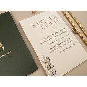 Invitatie De Nunta Eleganta Cu Plic Verde 12260 ELA