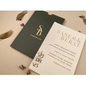 Invitatie De Nunta Eleganta Cu Plic Verde 12260 ELA