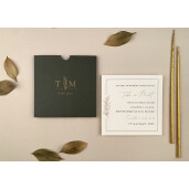Invitatie De Nunta Florala Patrata Cu Plic Verde 12261 ELA