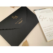 Invitatie De Nunta Eleganta Cu Plic Negru 12267 ELA