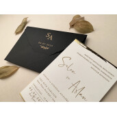 Invitatie De Nunta Eleganta Cu Plic Negru 12267 ELA