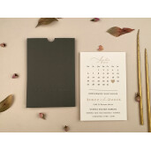 Invitatie De Nunta Eleganta Cu Plic Verde Si Calendar 12275 ELA