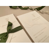 Invitatie De Nunta Eleganta Cu Fundita Verde 12283 ELA