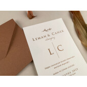 Invitatie De Nunta Eleganta Cu Plic Maro Sidefat 12285 ELA