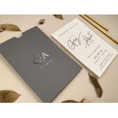 Invitatie De Nunta Eleganta Cu Plic Gri 12286 ELA