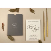 Invitatie De Nunta Eleganta Cu Plic Gri 12286 ELA
