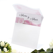 Invitatie de nunta cu calc roz cu trandafir 150016 TBZ