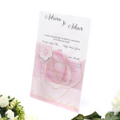 Invitatie de nunta cu calc roz cu trandafir 150016 TBZ