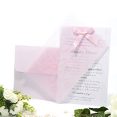 Invitatie de nunta florala cu calc roz si fundita 160010 TBZ