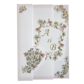 Invitatie de nunta florala cu auriu 125024 TBZ