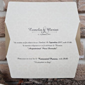 Invitatie de nunta vintage crem cu sclipici 2703 POPULAR