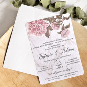 Invitatie de nunta romantica cu bujori 39783 ECONOMIQ