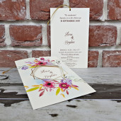 Invitatie de nunta cu fundita si flori de mac 5604 CONCEPT