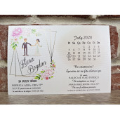 Invitatie de nunta florala cu calendar 5636 CONCEPT