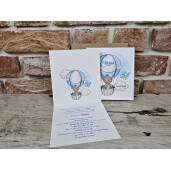 Invitatie De Botez Cu Ursulet Si Balon Cu Aer Cald 606 TH