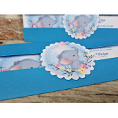 Invitatie De Botez Albastru Cu Elefant 612 TH